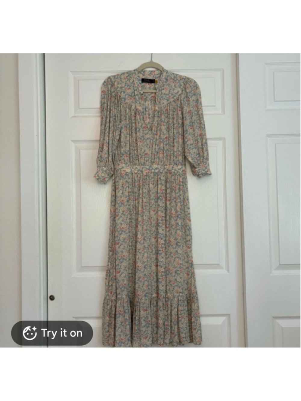 Polo Ralph Lauren Floral Prairie Maxi Dress Size 8 Blue Pink Cottagecore - Picture 2 of 6